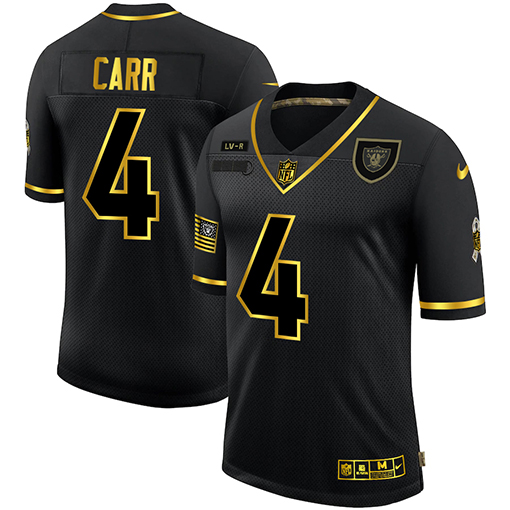 Las Vegas Raiders #4 Derek Carr Men Nike 2020 Salute To Service Golden Limited NFL black Jerseys->oakland raiders->NFL Jersey